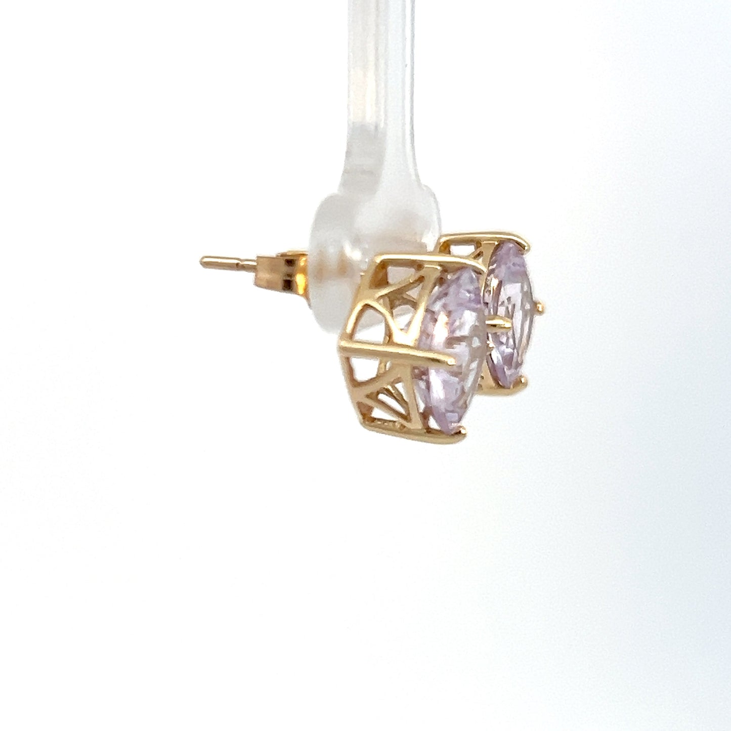 Pendientes de oro amarillo de 14 quilates con morganita.
