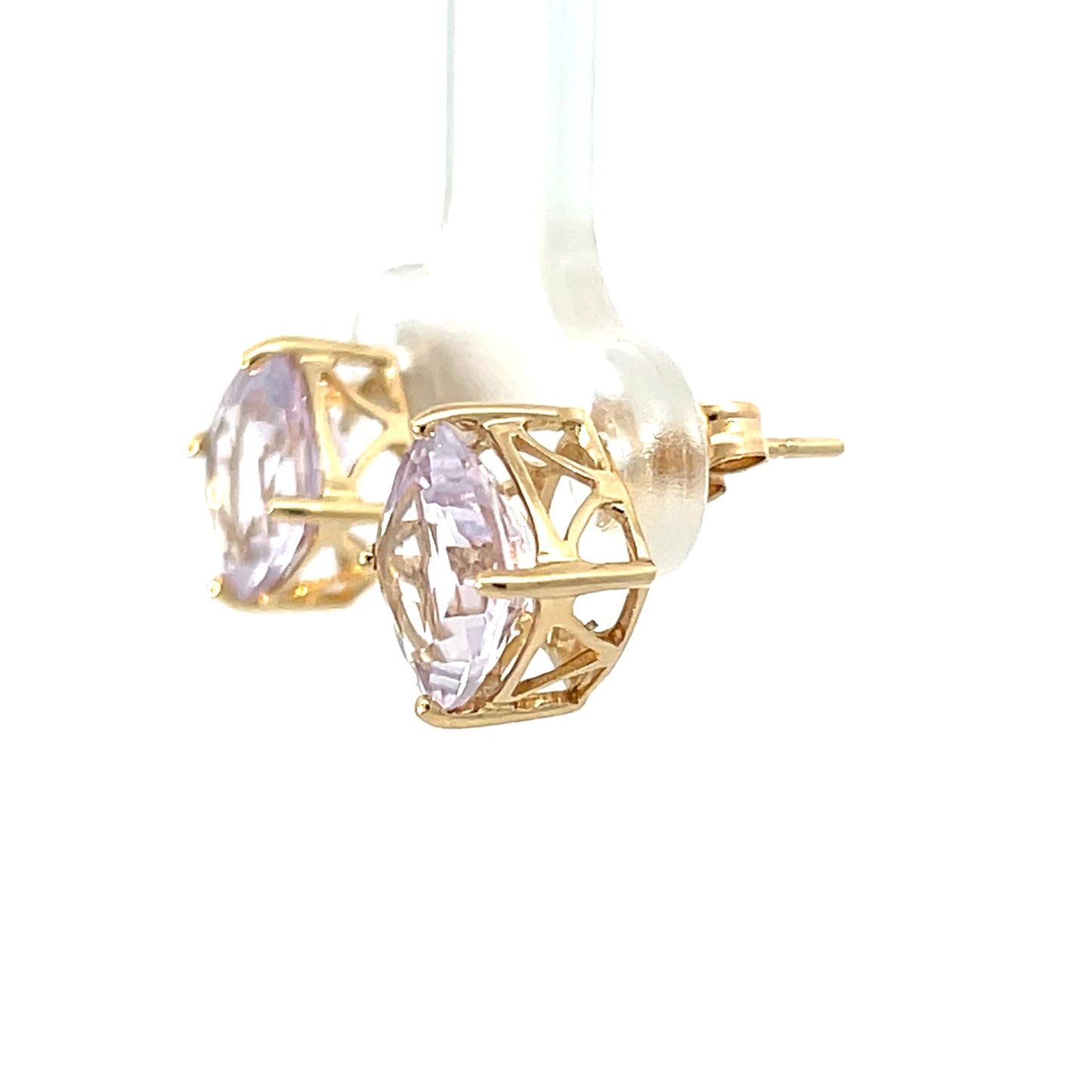Pendientes de oro amarillo de 14k con topacio azul talla brillante