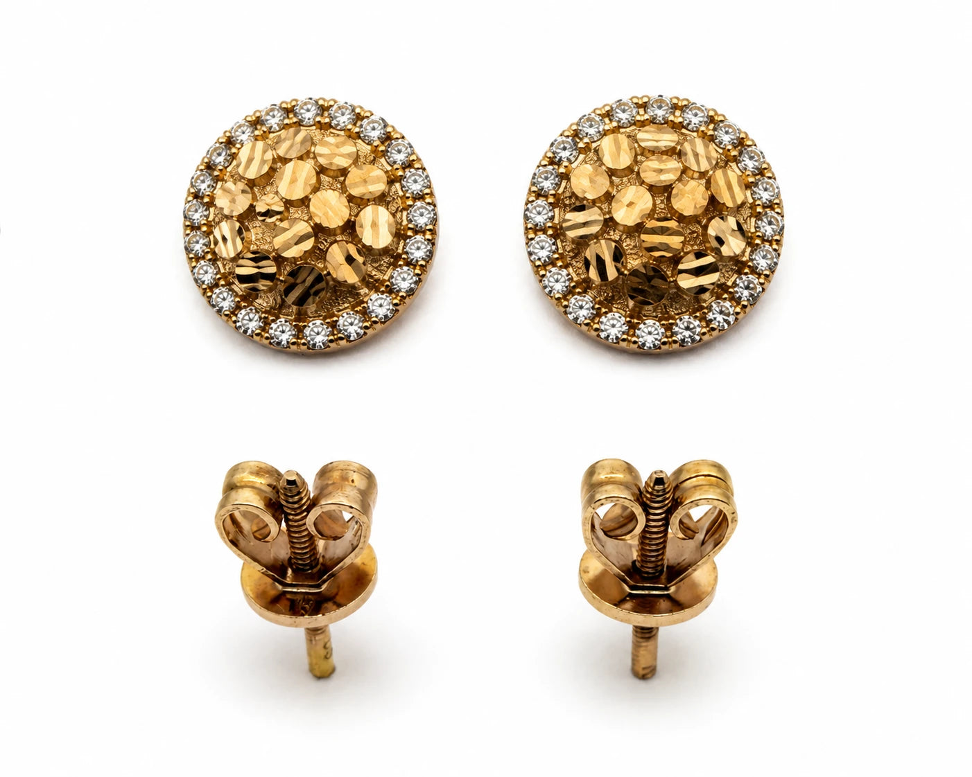 10K Gold Round Earrings with Zirconias