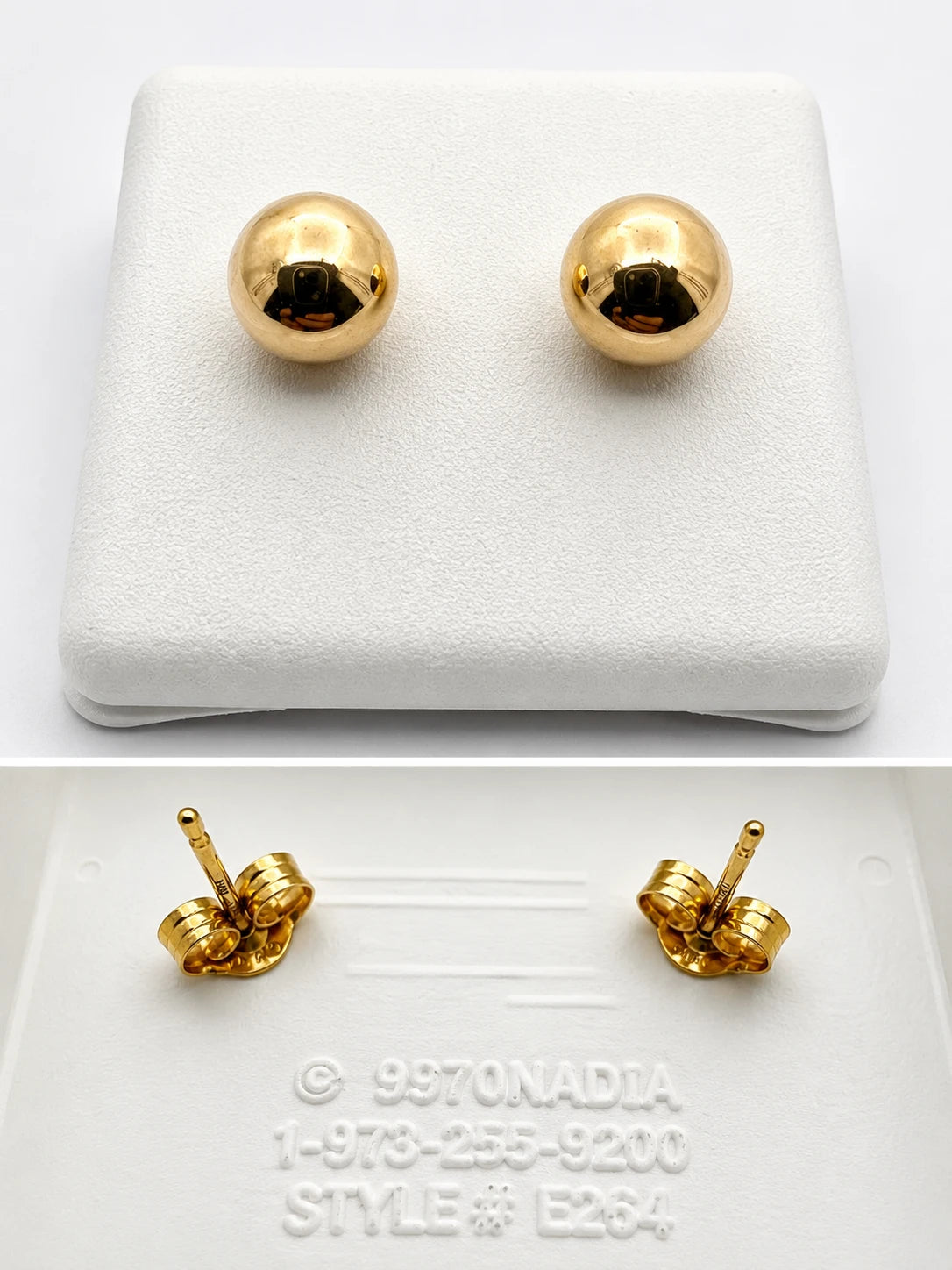 14K Yellow Gold Ball Stud Earrings
