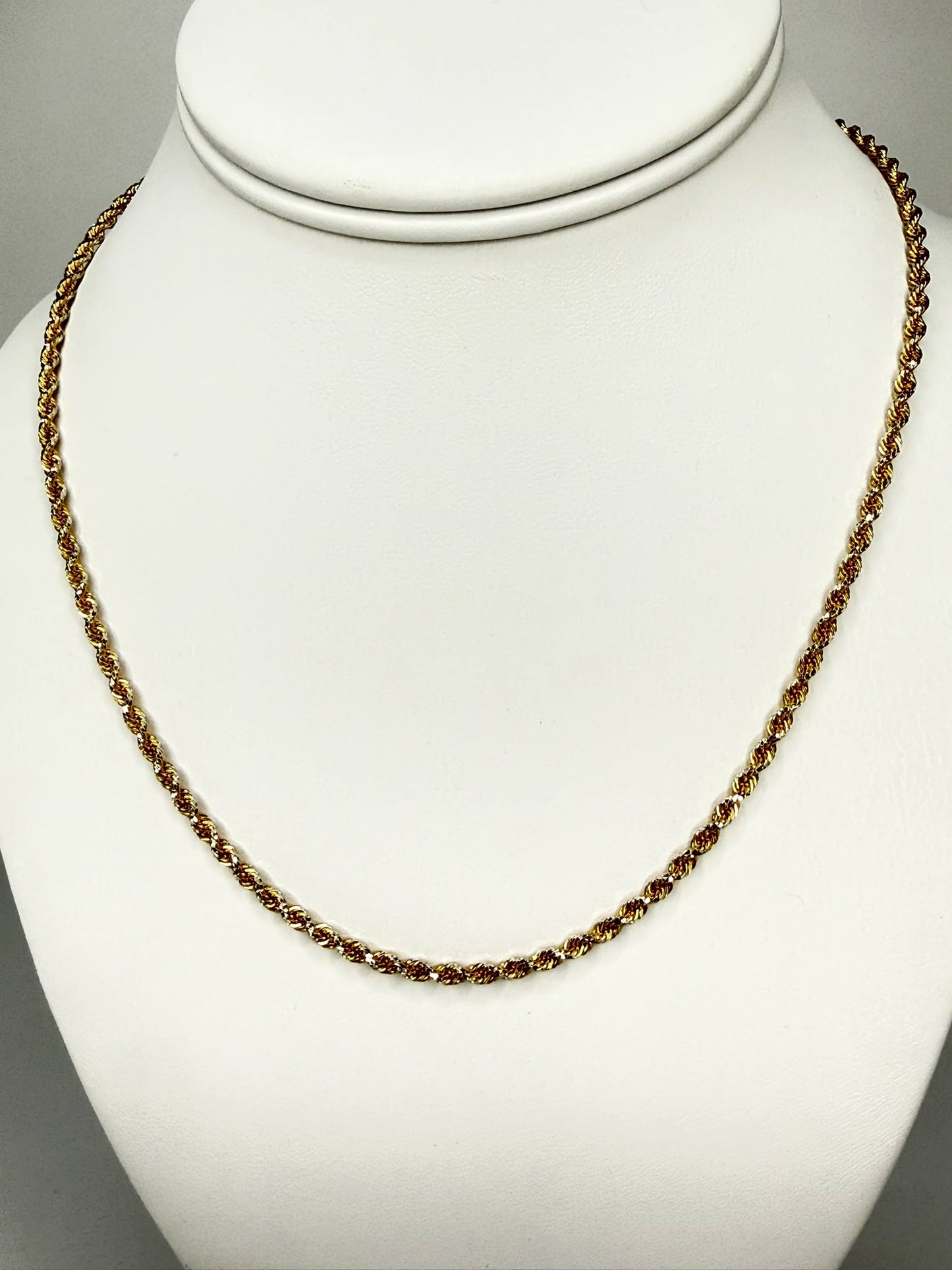 Two-Tone 14K Solid Gold Rope Chain