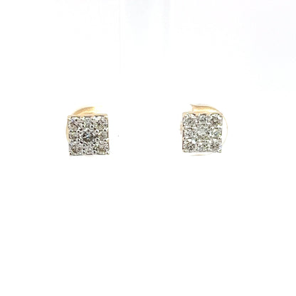 Pendientes de oro amarillo de 14k con diamantes de talla brillante cuadrados