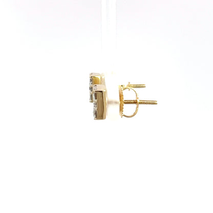 Pendientes de oro amarillo de 14k con diamantes de talla brillante cuadrados