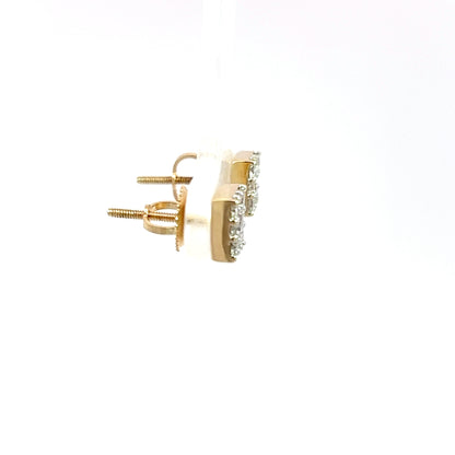 Pendientes de oro amarillo de 14k con diamantes de talla brillante cuadrados