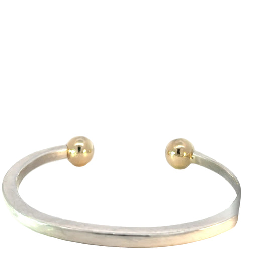 Sterling Silver Bracelet with Yellow Gold Accents