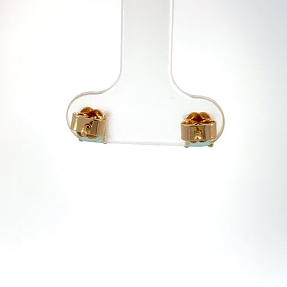 Elegantes pendientes de oro amarillo de 18 quilates con esmeraldas colombianas de talla cuadrada
