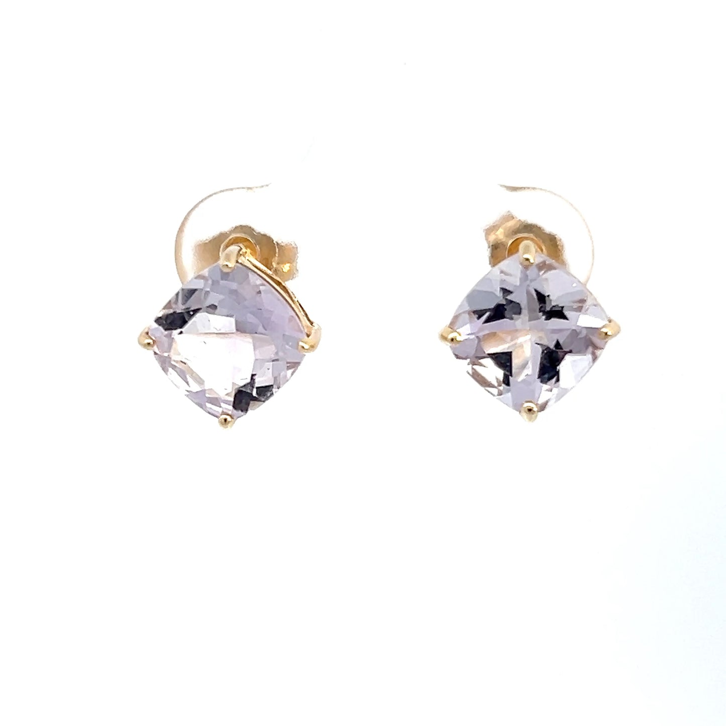Pendientes de oro amarillo de 14 quilates con morganita.
