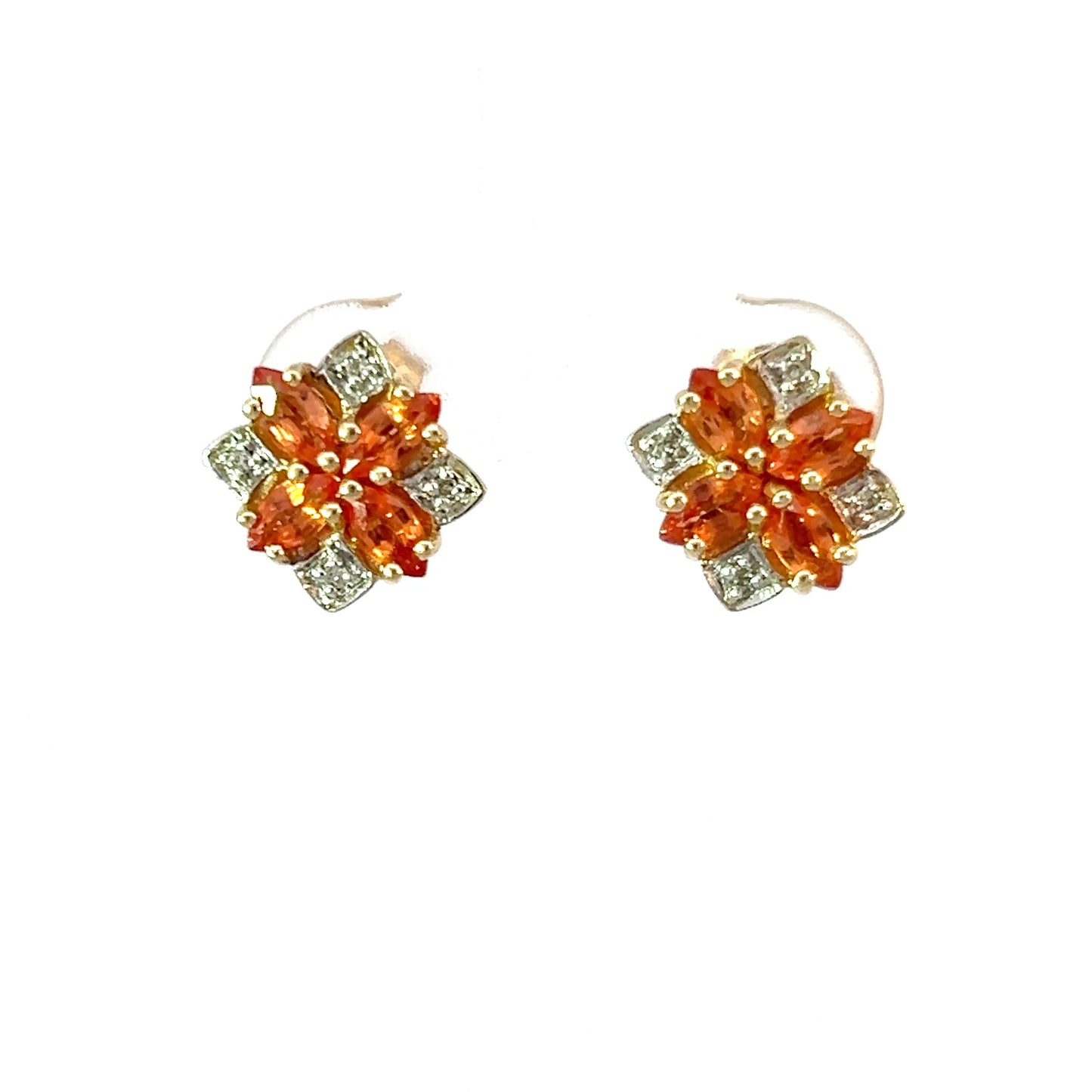 Elegantes pendientes de oro amarillo de 14 quilates con citrinos naranjas de talla mixta