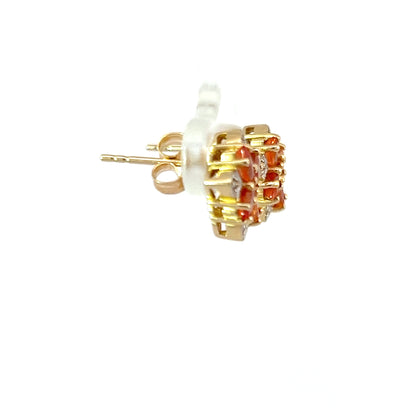 Elegantes pendientes de oro amarillo de 14 quilates con citrinos naranjas de talla mixta