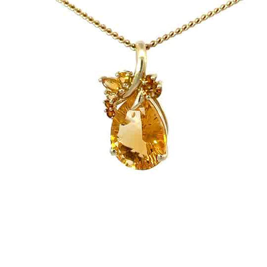 Citrine and 14K Yellow Gold Pendant Necklace