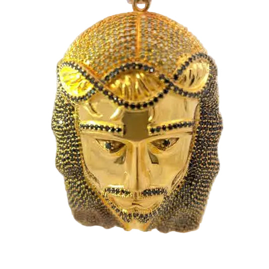Sculptural Pendant in Yellow Gold with Brilliant Diamonds