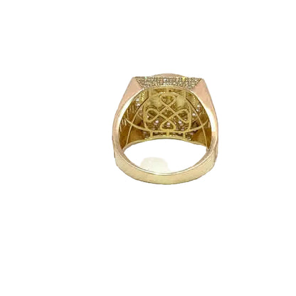 10K Yellow Gold Signet Ring with Cubic Zirconia and Angel of Independence Design