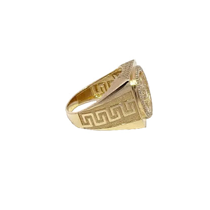 10K Yellow Gold Signet Ring with Cubic Zirconia and Angel of Independence Design