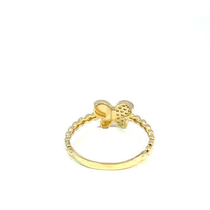 10K Yellow Gold Ring with Butterfly Design and Cubic Zirconia