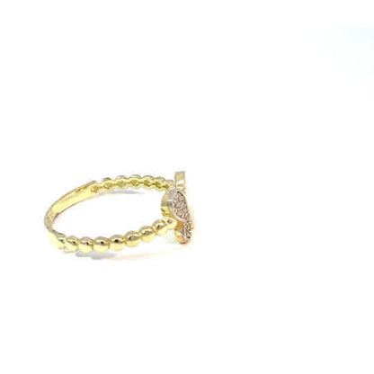 10K Yellow Gold Ring with Butterfly Design and Cubic Zirconia