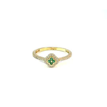 Multi-stone ring in 10K yellow gold with white and green zirconia