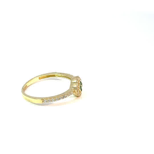 Multi-stone ring in 10K yellow gold with white and green zirconia