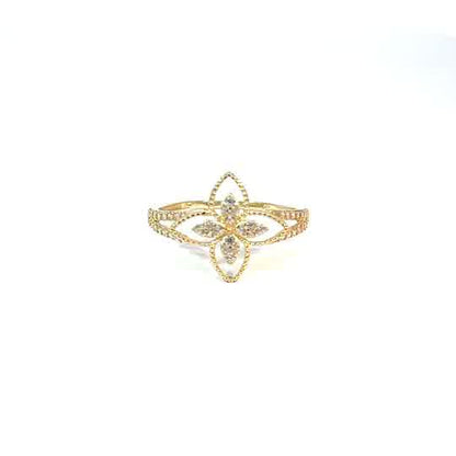Anillo floral de oro amarillo de 10K con circonia brillante
