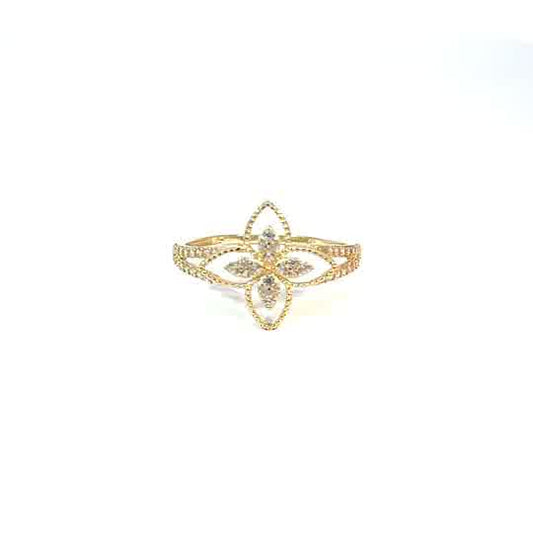 Floral Ring in 10K Yellow Gold with Brilliant Zirconia