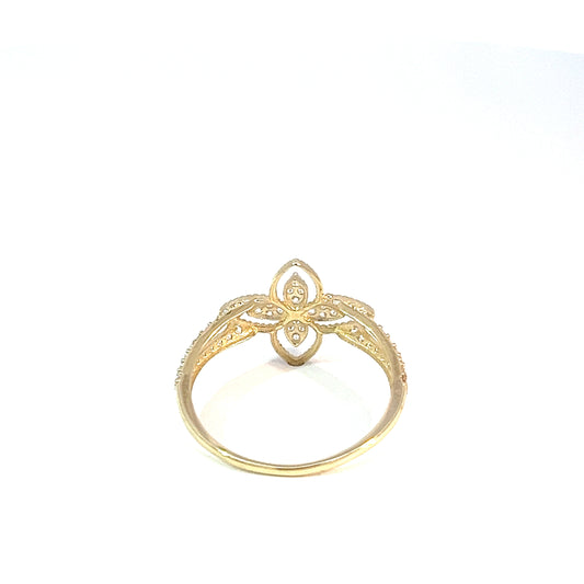 Floral Ring in 10K Yellow Gold with Brilliant Zirconia