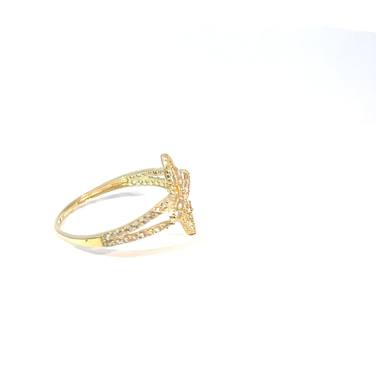 Floral Ring in 10K Yellow Gold with Brilliant Zirconia