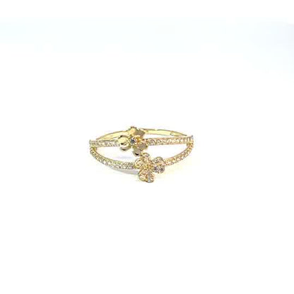 Anillo Floral de Oro Amarillo de 10K con circonitas
