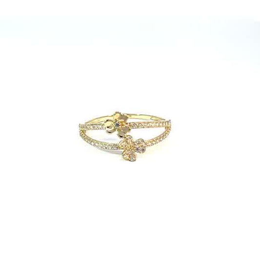 Floral Ring in 10K Yellow Gold with zirconias