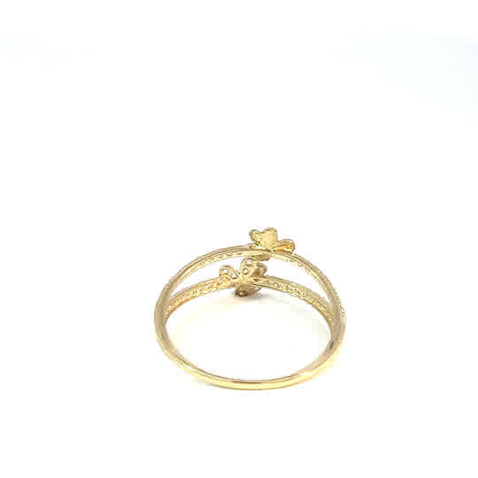 Anillo Floral de Oro Amarillo de 10K con circonitas