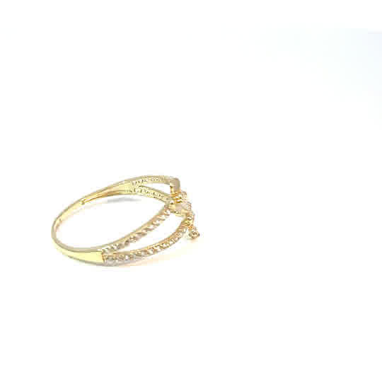 Anillo Floral de Oro Amarillo de 10K con circonitas