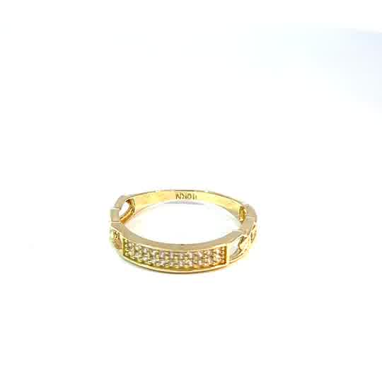 Anillo de varias piedras en oro amarillo de 10K con circonia cúbica