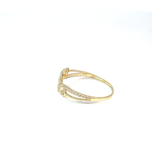 Exclusive Floral Ring in 10K Yellow Gold with Cubic Zirconia