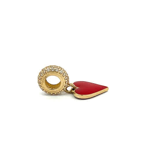 Colgante de Corazón Rojo en Oro Amarillo de 14k
