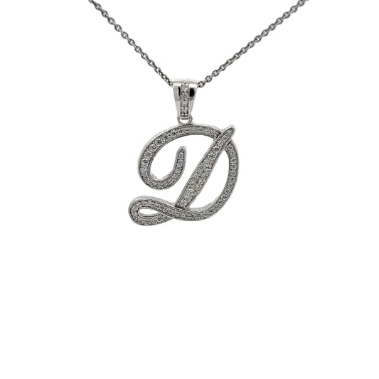 925 Silver Charm with elegant initial letter D, zirconia cover cover.