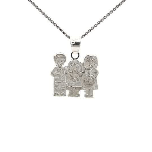 Familiar charm with three figures of siblings, symbol of love and union