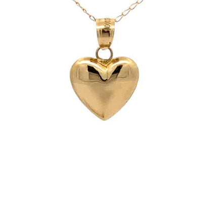 Colgante de oro amarillo de 10 quilates en forma de corazón.