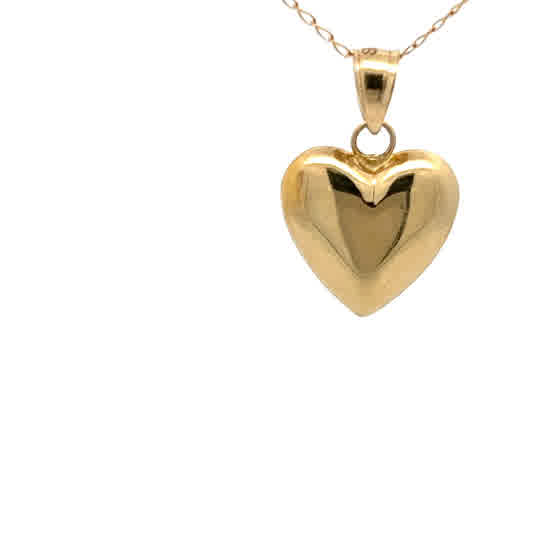 Colgante de oro amarillo de 10 quilates en forma de corazón.