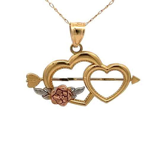 Yellow Gold Pendant with white and rose gold details.