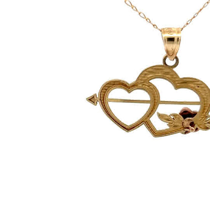 Colgante de oro amarillo con detalles en oro blanco y rosa.