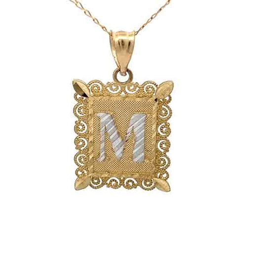 10k gold letter M pendant
