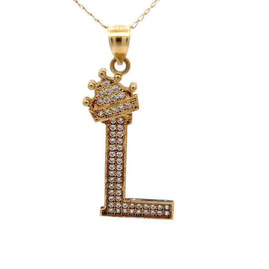 Personalized Pendant with Monogram in 10k Yellow Gold and Brilliant Cut Zirconia