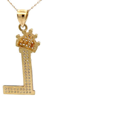 Colgante personalizado con monograma en oro amarillo de 10k y circonita de talla brillante