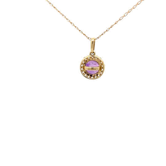 Colgante de oro amarillo de 10k con amatista morada y diamantes naturales de talla brillante