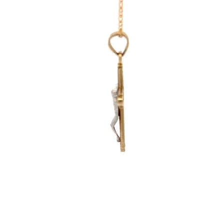 Colgante de oro amarillo de 10k con decoración de oro blanco