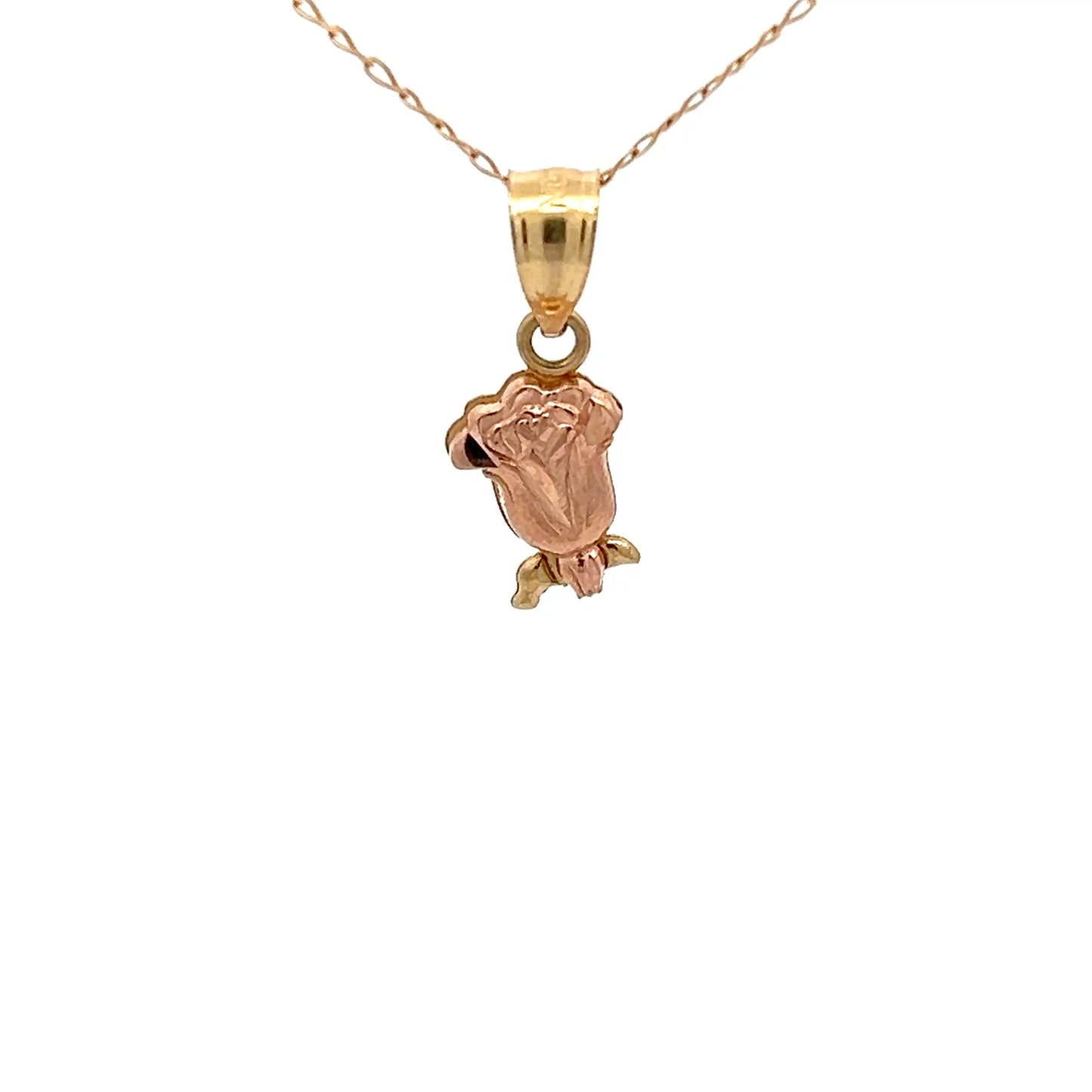 Colgante de oro rosa de 10k pulido con diseño de rosa minimalista