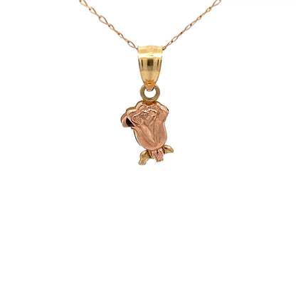 Colgante de oro rosa de 10k pulido con diseño de rosa minimalista