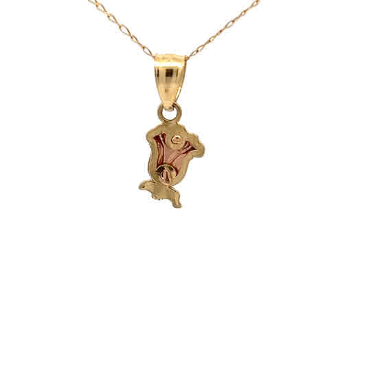 Colgante de oro rosa de 10k pulido con diseño de rosa minimalista