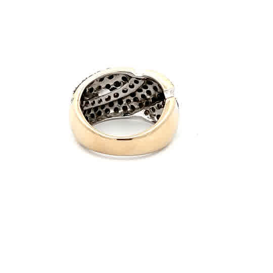 Anillo de oro blanco de 14k con diamantes naturales transparentes y negros talla brillante