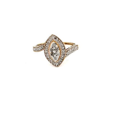 Anillo de oro amarillo de 10k con diamantes naturales talla marquesa y acentos brillantes