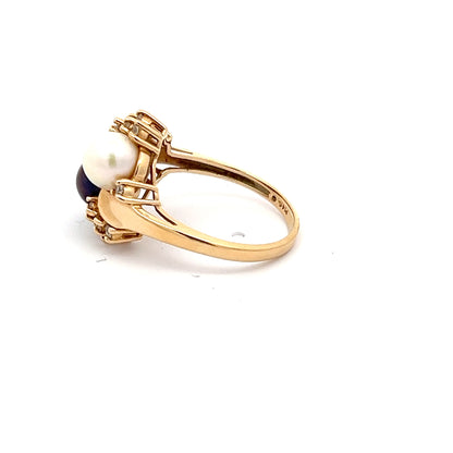 Anillo de oro amarillo de 14k con perla blanca redonda