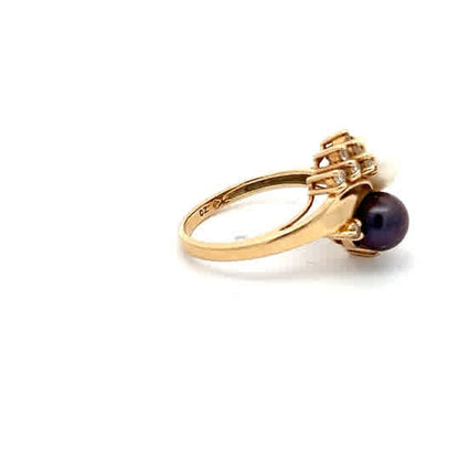 Anillo de oro amarillo de 14k con perla blanca redonda